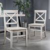 Acacia Wood Dining Chairs, Light Grey Wash, 21D x 17.75W x 35.5H Inch (Set of 2)