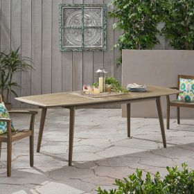 Outdoor Acacia Wood Expandable Dining Table, Gray