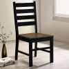 Industrial Style Dining Room Side Chairs Set of 2pc Chairs Black and Dark Oak Finish Wooden Seat Ladder Back