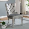 Contemporary Gray Flannelette 2pcs Side Chairs Button-Tufted Upholstered Dining Chairs Wingback Design Furniture Set