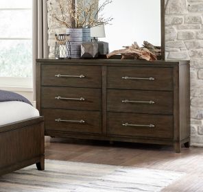 Contemporary Style Bedroom 1pc Dresser of 6 Drawers Dark Brown Finish Wooden Furniture Modern Look