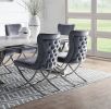 Glam Gray Velvet 2pcs Side Chairs Button-Tufted Chrome Frame Upholstered Dining Chairs Furniture Set