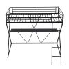 Twin Size Loft Bed with Desk, Ladder and Full-Length Guardrails, X-Shaped Frame