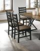 Industrial Style Dining Room Side Chairs Set of 2pc Chairs Black and Dark Oak Finish Wooden Seat Ladder Back