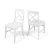 Acacia Wood Dining Chairs, White