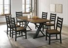 Industrial Style Dining Room Side Chairs Set of 2pc Chairs Black and Dark Oak Finish Wooden Seat Ladder Back