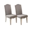 Transitional Style Antique White Frame Set of 2pc Side Chairs Gray Fabric Parson Chair Camel Back Design