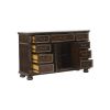 Formal Traditional Dresser of 9 Drawers Dark Cherry Finish with Gold Tipping Storage Cabinet Adjustable Shelf Luxury Home Furniture 1pc European Style