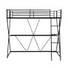 Twin Size Loft Bed with Desk, Ladder and Full-Length Guardrails, X-Shaped Frame