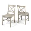 Acacia Wood Dining Chairs, Light Grey Wash, 21D x 17.75W x 35.5H Inch (Set of 2)