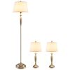 3-Piece Modern Nickel Finish Lamp Set