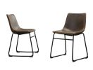 Lotusville Vintage PU Leather Dining Chairs, Set of 2, Antique Brown