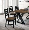 Industrial Style Dining Room Side Chairs Set of 2pc Chairs Black and Dark Oak Finish Wooden Seat Ladder Back