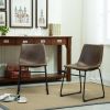 Lotusville Vintage PU Leather Dining Chairs, Set of 2, Antique Brown