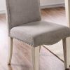 Transitional Style Antique White Frame Set of 2pc Side Chairs Gray Fabric Parson Chair Camel Back Design