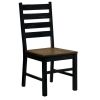 Industrial Style Dining Room Side Chairs Set of 2pc Chairs Black and Dark Oak Finish Wooden Seat Ladder Back