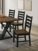 Industrial Style Dining Room Side Chairs Set of 2pc Chairs Black and Dark Oak Finish Wooden Seat Ladder Back