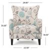 Elegant Vintage Fabric Club Chair, White and Blue Floral Pattern, Stylish Armchair for Classic Home Decor, Comfortable Seating for Relaxing Evenings