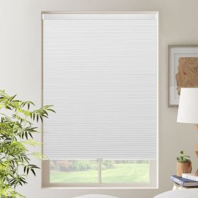 WELLSOURCE Cordless Cellular Shades without Drilling Honeycomb Blinds Blackout for Windows Bed Room, Office Easy to Install Custom Size (Color: White)