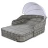 79.9" Outdoor Sunbed with Adjustable Canopy;  Double lounge;  PE Rattan Daybed