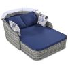 79.9" Outdoor Sunbed with Adjustable Canopy;  Double lounge;  PE Rattan Daybed